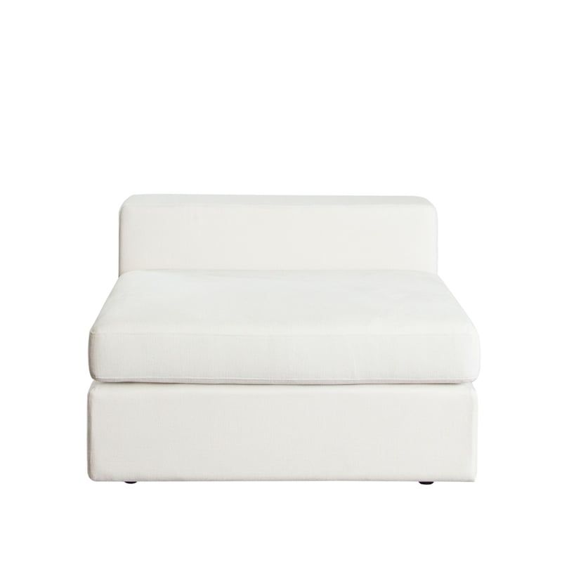 Lipi Modular Armless Chair- Plush Mist White- 41 Inch Solid Wood Frame