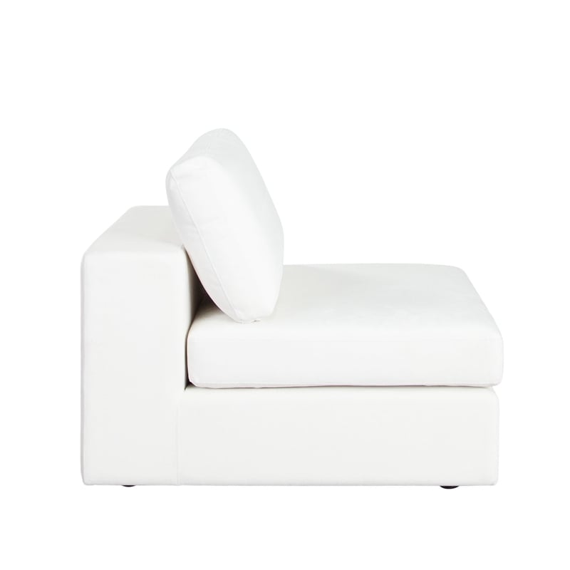 Lipi Modular Armless Chair- Plush Mist White- 41 Inch Solid Wood Frame