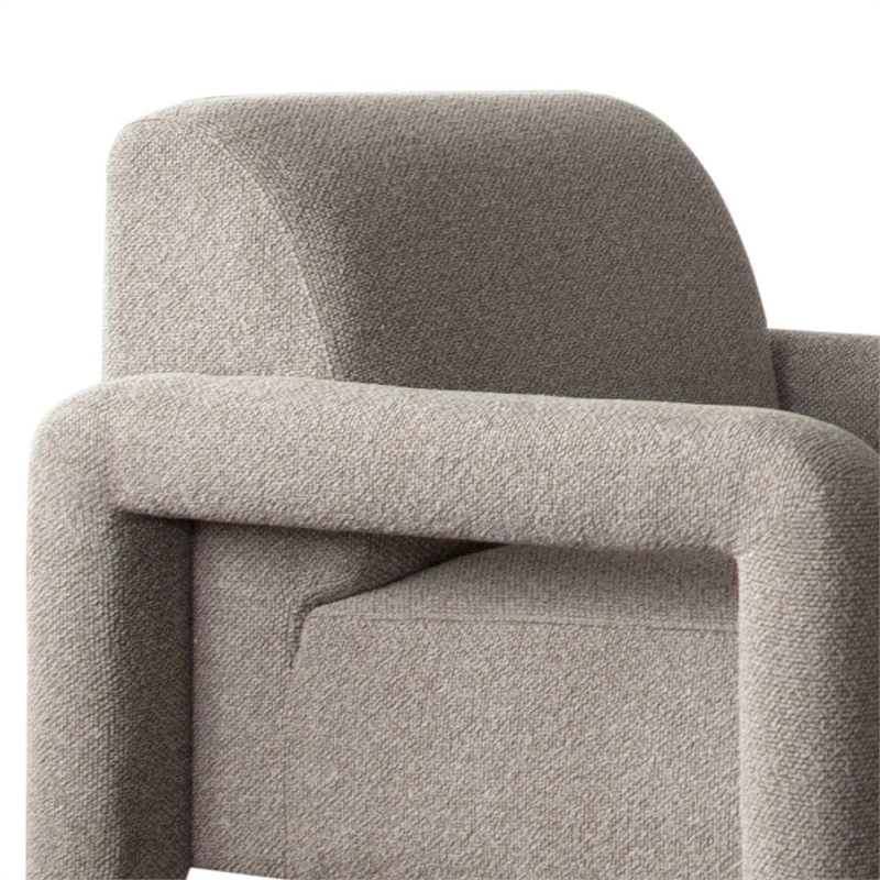 Keny Accent Chair- Open Arm Textured Mink Gray Polyester