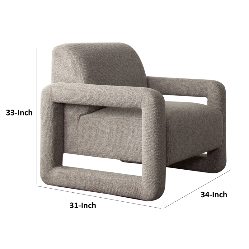 Keny Accent Chair- Open Arm Textured Mink Gray Polyester