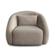 Lex Retro Swivel Accent Chair- 1 Accent Pillow- Fawn Faux Alpaca Fabric