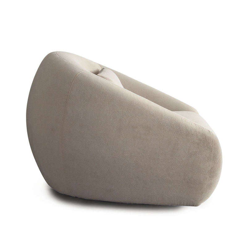 Lex Retro Swivel Accent Chair- 1 Accent Pillow- Fawn Faux Alpaca Fabric