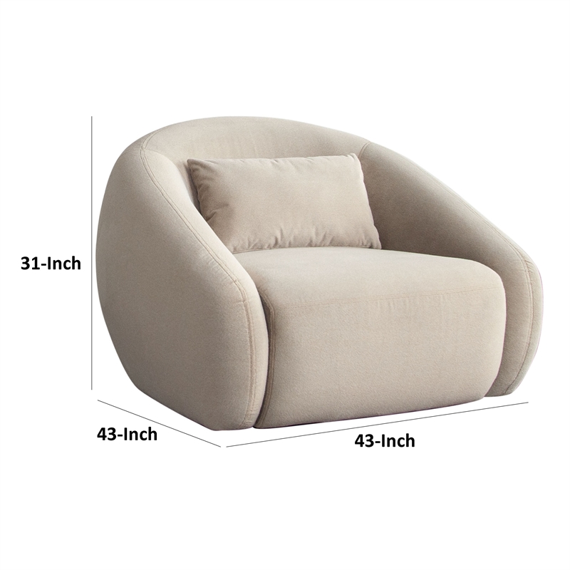 Lex Retro Swivel Accent Chair- 1 Accent Pillow- Fawn Faux Alpaca Fabric