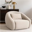 Lex Retro Swivel Accent Chair- 1 Accent Pillow- Fawn Faux Alpaca Fabric