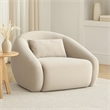Lex Retro Swivel Accent Chair- 1 Accent Pillow- Fawn Faux Alpaca Fabric