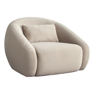Lex Retro Swivel Accent Chair- 1 Accent Pillow- Fawn Faux Alpaca Fabric