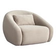 Lex Retro Swivel Accent Chair- 1 Accent Pillow- Fawn Faux Alpaca Fabric
