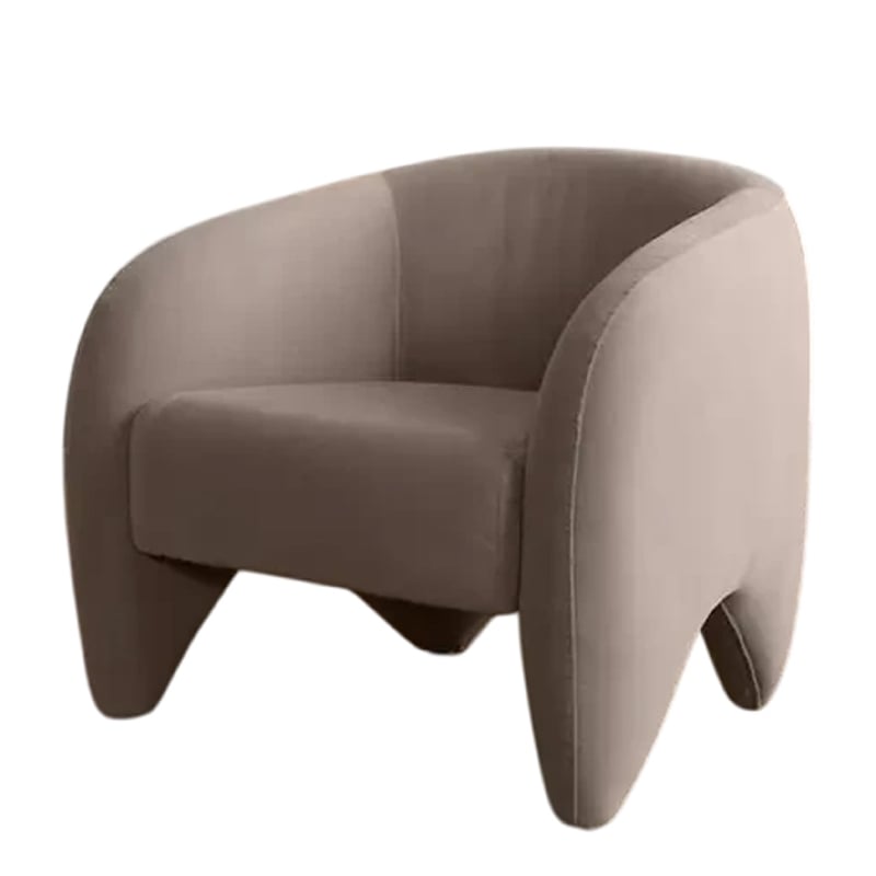 Kiol Accent Chair- Winter Mink Gray Performance Velvet- Sloping Arms