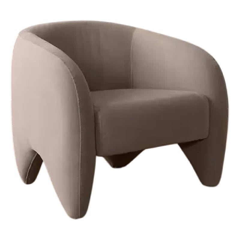 Kiol Accent Chair- Winter Mink Gray Performance Velvet- Sloping Arms