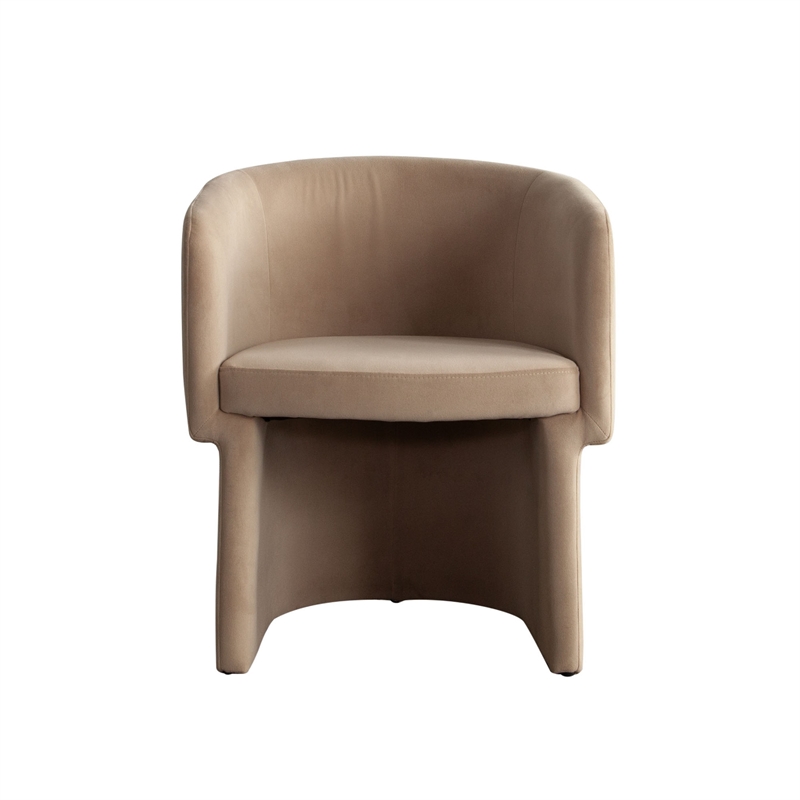Tesy Dining Side Chair- Camel Brown Performance Velvet- Sloping Arms