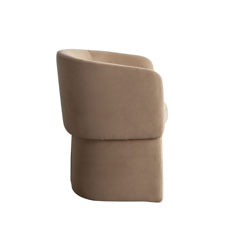 Tesy Dining Side Chair- Camel Brown Performance Velvet- Sloping Arms