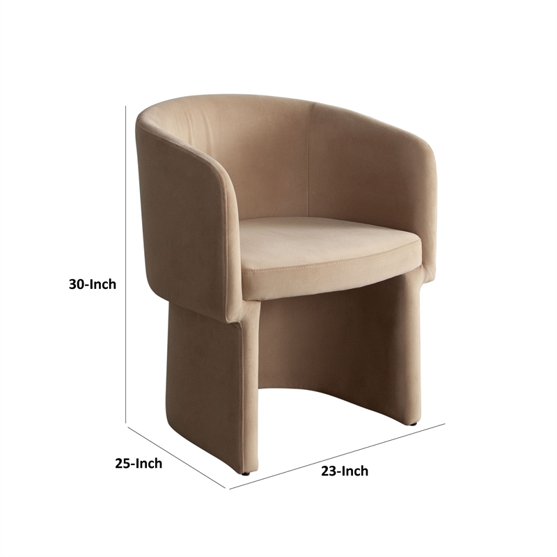 Tesy Dining Side Chair- Camel Brown Performance Velvet- Sloping Arms