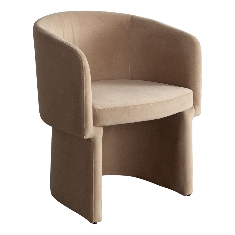 Tesy Dining Side Chair- Camel Brown Performance Velvet- Sloping Arms