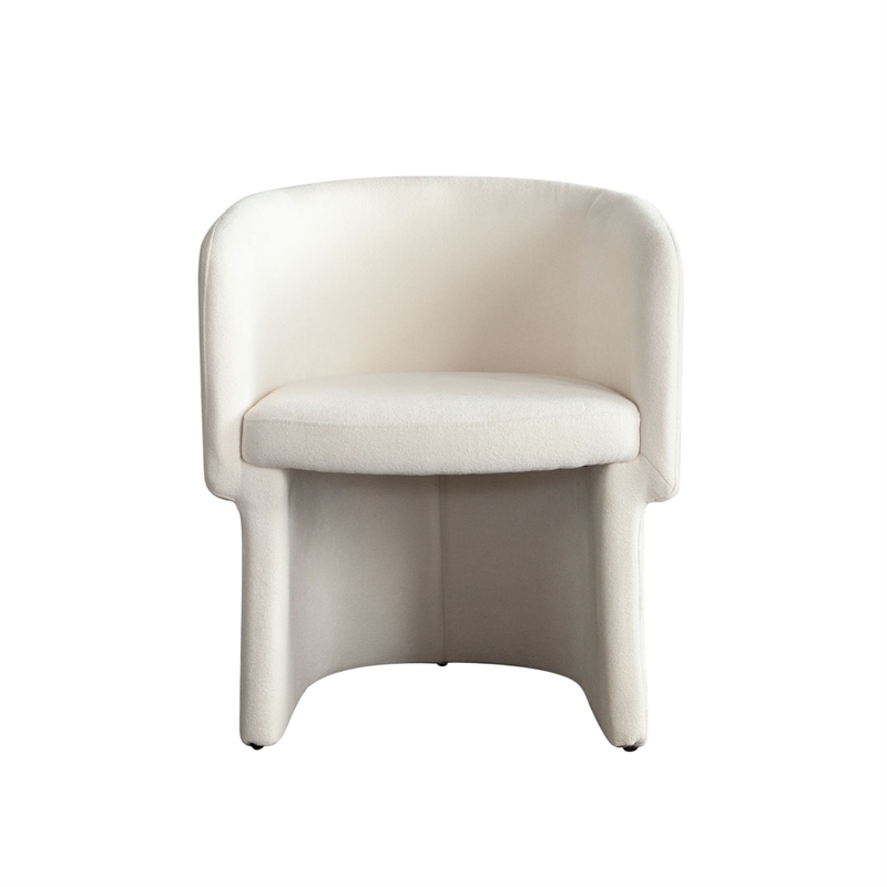 Tesy Dining Side Chair- Elite Ivory Textured Polyester- Sloping Arms