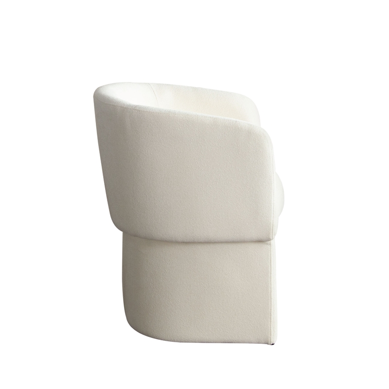 Tesy Dining Side Chair- Elite Ivory Textured Polyester- Sloping Arms