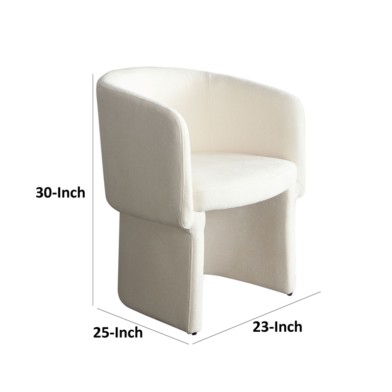 Tesy Dining Side Chair- Elite Ivory Textured Polyester- Sloping Arms