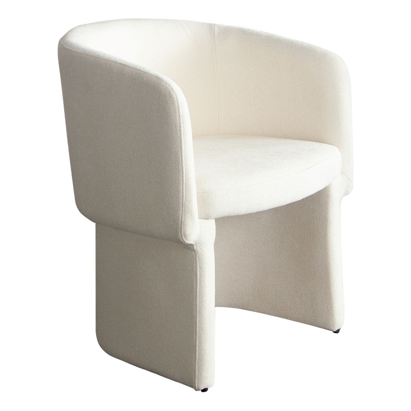 Tesy Dining Side Chair- Elite Ivory Textured Polyester- Sloping Arms