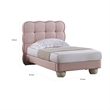Jeny Queen Size Bed- Pink Leather Upholstered Tufted Headboard- Wood