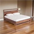 Lina King Size Bed with Plank Style Tall Headboard- Modern Walnut Brown