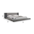 Noe Ruby California Size Bed- Side Shelves- Gray Upholstery- Low Profile
