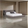Noe Ruby California Size Bed- Side Shelves- Gray Upholstery- Low Profile