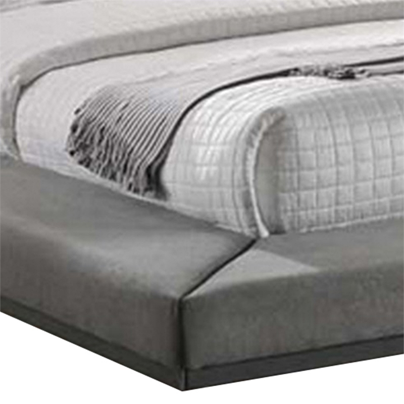 Noe Ruby California Size Bed- Side Shelves- Gray Upholstery- Low Profile
