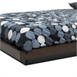 Noe Col King Size Bed with 2 Nightstands- Black Pillow Headboard- Brown