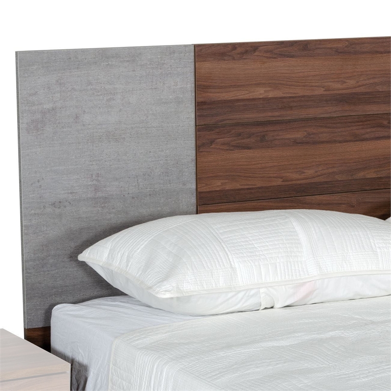 Leen King Size Bed with Tall Headboard- Italian Faux Concrete- Brown