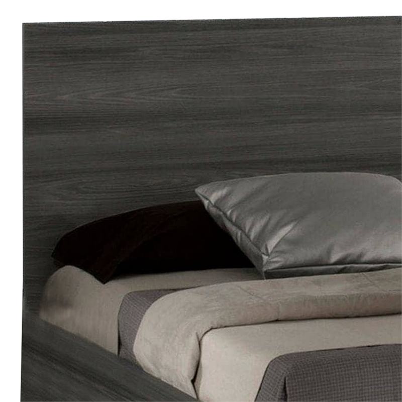 Noe Kamp King Bed with Tall Panel Headboard- Low Profile- Gray Elm Veneer