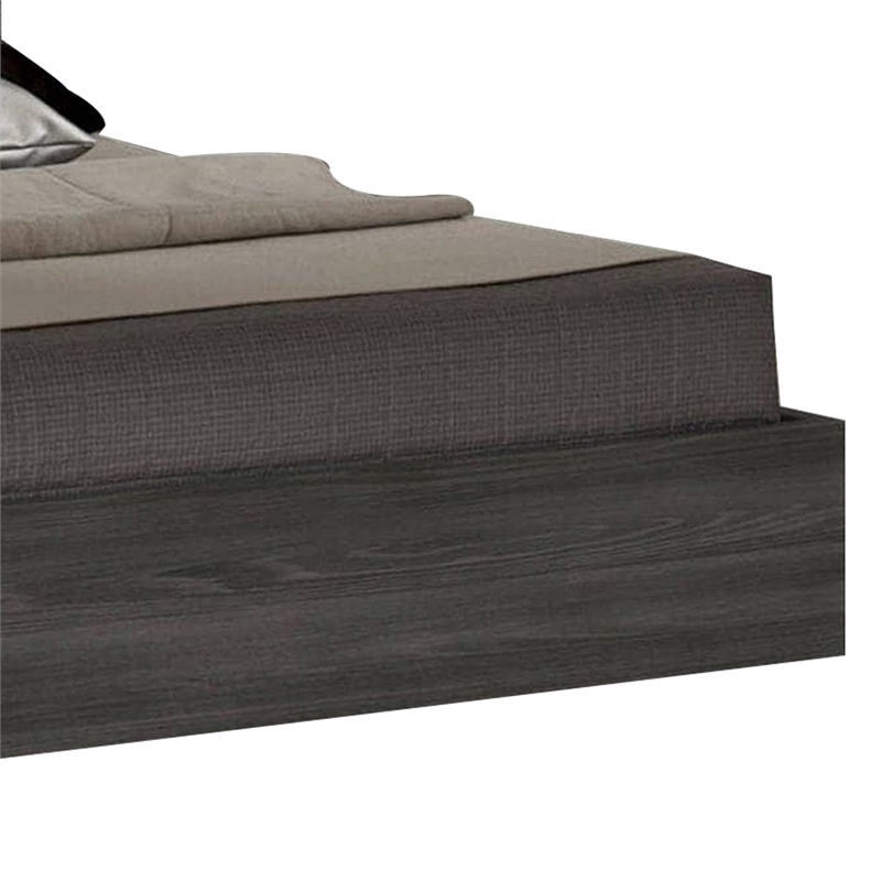 Noe Kamp King Bed with Tall Panel Headboard- Low Profile- Gray Elm Veneer