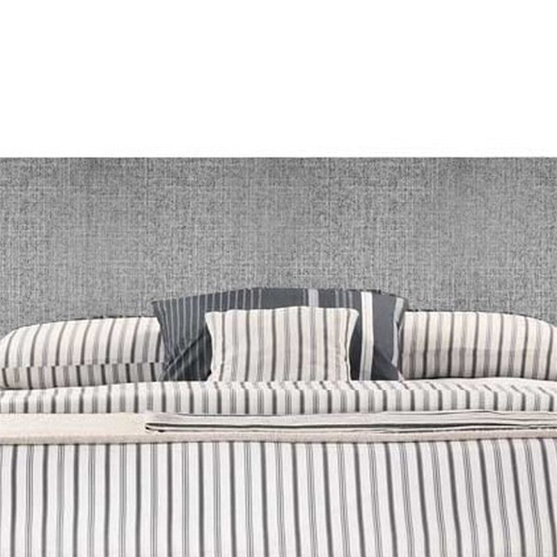 Nie Queen Bed- Gray Upholstered Wide Wall Headboard- Walnut Brown Wood