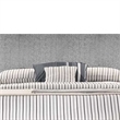 Nie Queen Bed- Gray Upholstered Wide Wall Headboard- Walnut Brown Wood