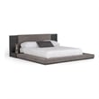 Noe Ruby King Bed Low Height with Built in Nightstands- Gray Upholstery