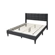 Meno Queen Size Bed- Square Stitched Charcoal Gray Linen Upholstery