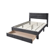 Heo Queen Size Bed w Storage Drawer- Dark Gray Corduroy Upholstery