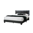 Zemo Queen Size Bed- LED Headboard- Charcoal Gray Wool Upholstery