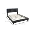 Zemo Queen Size Bed- LED Headboard- Charcoal Gray Wool Upholstery