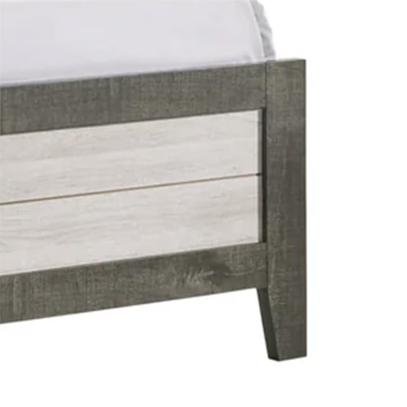 Ruthe Low Profile Queen Panel Bed with Built-In Lights- Ash Gray Wood