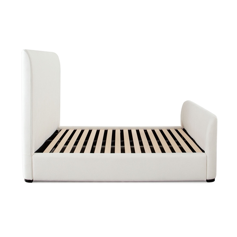 Zuo Contemporary Queen Size Bed- Contoured Tall White Padded Upholstery