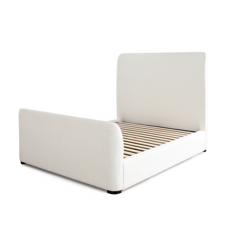 Zuo Contemporary Queen Size Bed- Contoured Tall White Padded Upholstery