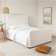 Zuo Contemporary Queen Size Bed- Contoured Tall White Padded Upholstery
