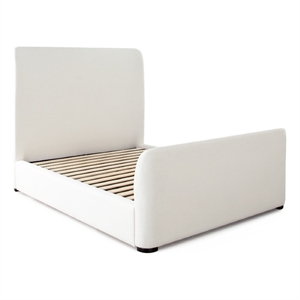 Zuo Contemporary Queen Size Bed- Contoured Tall White Padded Upholstery