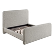 Jene Queen Size Bed- Upholstered Panel Headboard- Rounded Corners- Gray