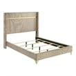 Jenny King Size Bed- Fluted Wingback Headboard- Beige Upholstery Gold Trim
