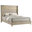Jenny King Size Bed- Fluted Wingback Headboard- Beige Upholstery Gold Trim
