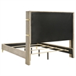 Jenny King Size Bed- Fluted Wingback Headboard- Beige Upholstery Gold Trim