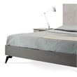 Leen King Size Platform Bed- Black Metal Legs- Gray Panel Headboard