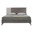 Leen King Size Platform Bed- Black Metal Legs- Gray Panel Headboard