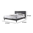 Kiran Queen Size Platform Bed- Gray Upholstered Headboard- Wood Frame
