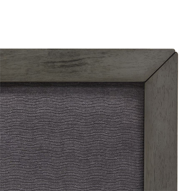 Kiran Queen Size Platform Bed- Gray Upholstered Headboard- Wood Frame